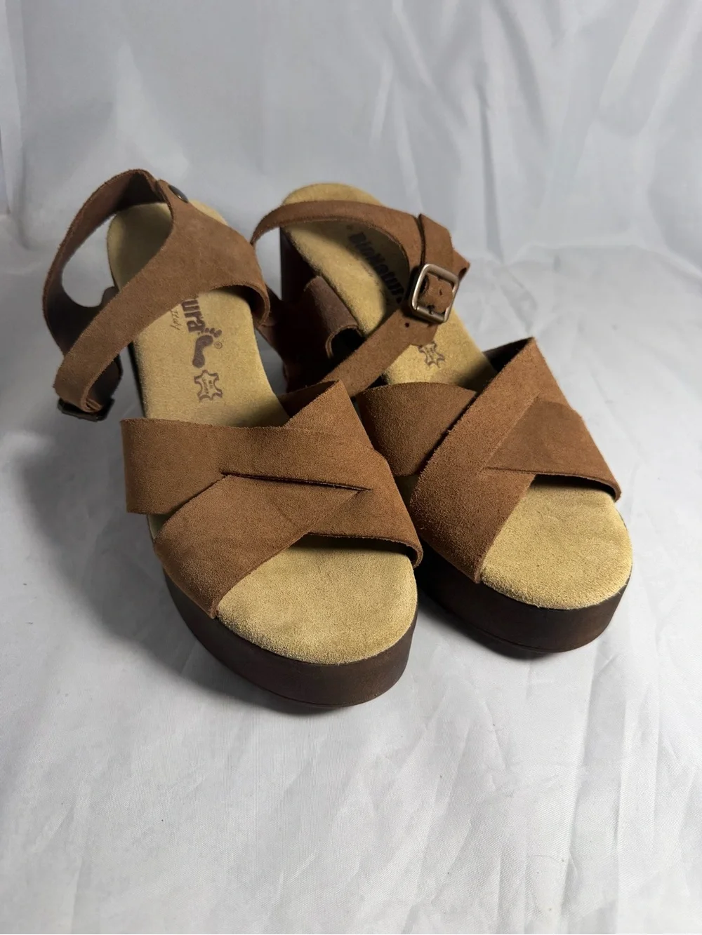 BioNatura Women's Leather Cork Bottom Tan Sandals Size 40/ 9